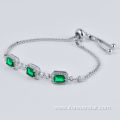 Hot Selling Jewelry S925 Silver Adjustable Bracelet Emeralds